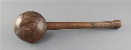 A Fijian i-ula or throwing club, with incised handle, 39cm